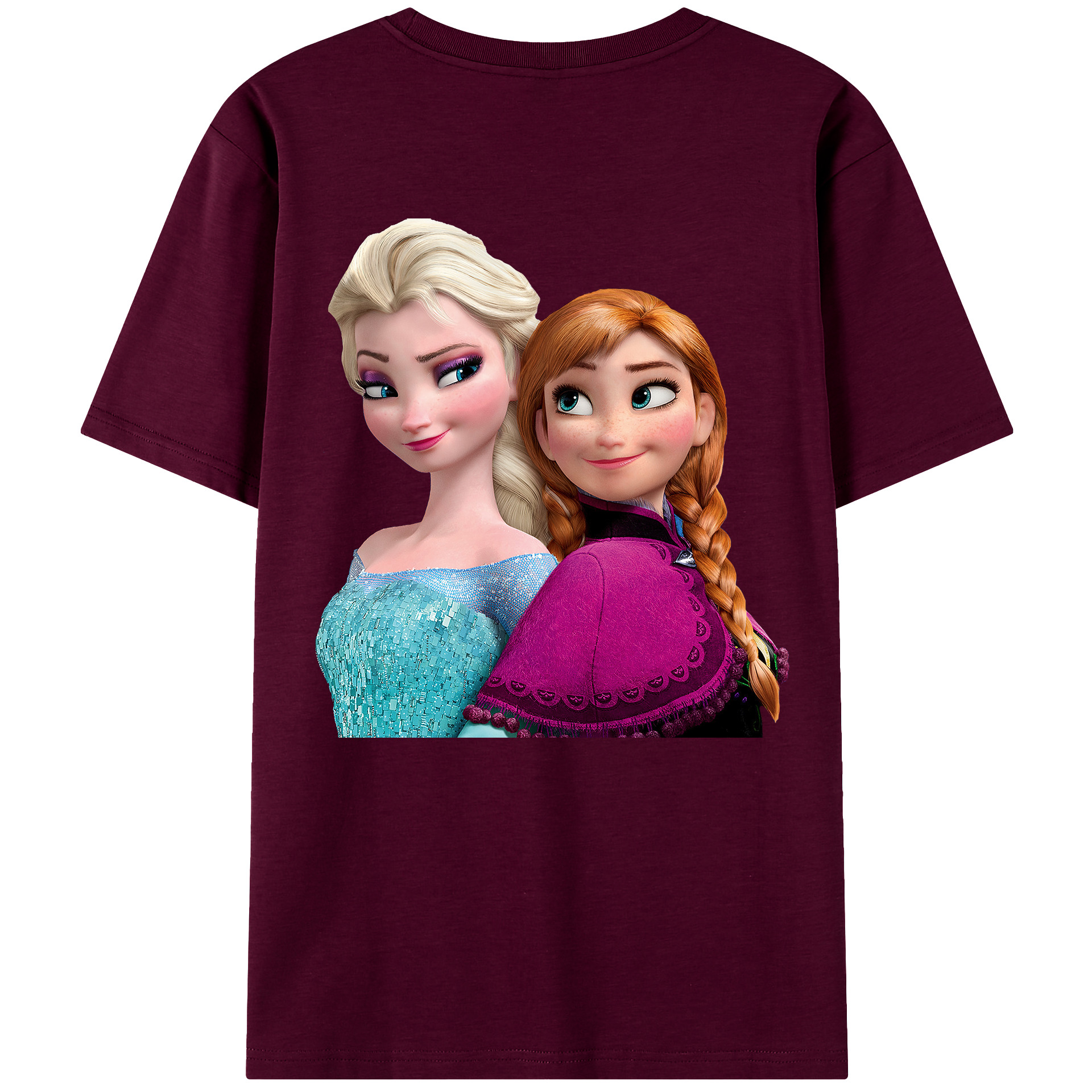 （画像用） アナと雪の女王 アンナ エルサ Frozen Anna Elsa レディース半袖Tシャツ(バックプリント)